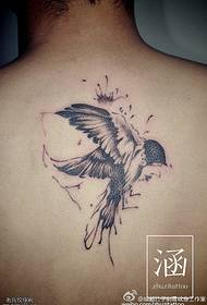 Shoulder inked bird tattoo pattern