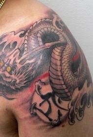 Mannen skouder Japanske Dragon Tattoo Patroon