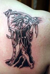 Zadní ženské bohyně a lebky tetování vzor
