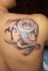 Color de espalda de cabra con patrón de tatuaje de símbolo de constelación