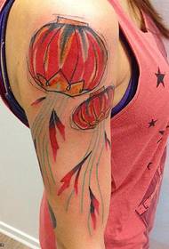 Shoulder watercolor lantern tattoo pattern