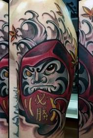 Japán stílusú színes gonosz Dharma tetoválás minta