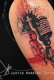 Shoulder ink microphone tattoo pattern