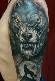 Big arm new school wolf tattoo pattern