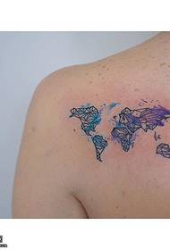 Shoulder watercolor map tattoo pattern