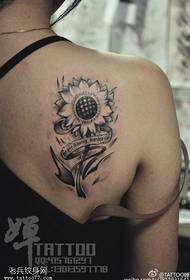Sunflower tattoo pattern on the shoulder