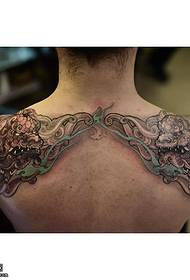 Hombro piedra león flor hombro tatuaje patrón