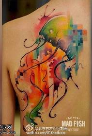 Shoulder watercolor jellyfish tattoo pattern