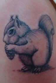 Esquilo de brazo grande, patrón de tatuaxe de cono de piñeiro