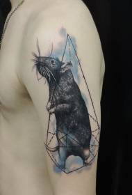Arm color mouse with geometric tattoo pattern