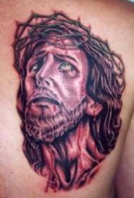 Thorns crowned with bloody Jesus tattoo pattern