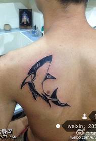 Shoulder pricked shark tattoo pattern