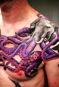 Beautiful octopus tattoo pattern wrapped around the shoulder