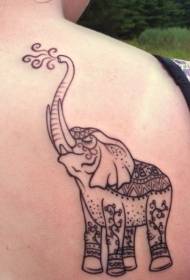 Πίσω Ινδικό πρότυπο μοτίβο τατουάζ ελέφαντας