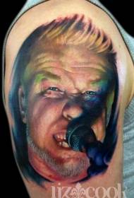 Big singer portrait colored tattoo pattern