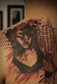 Hátsó vállán európai és amerikai tetoválás női avatar minta