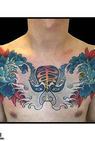 Peony mask tattoo pattern on the shoulder