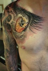 Fermosa muller cun ombreiro tatuado dende os ollos