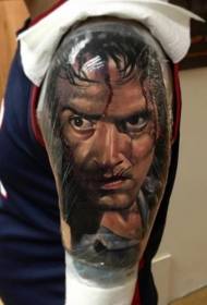 Color horror style arm bleeding man portrait tattoo pattern