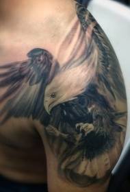 Prachtige kleurige eagle tatoetmuster op it skouder