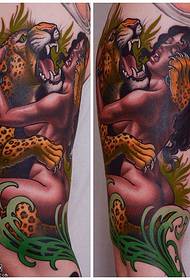 Shoulder leopard beauty model tatuazhi