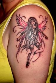 Узорак тетоваже патуљака с великим црвеним крилима