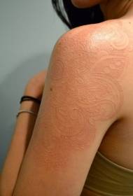 Girl shoulder white invisible vanilla tattoo pattern