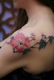 Shoulder sika deer tattoo picture for girls