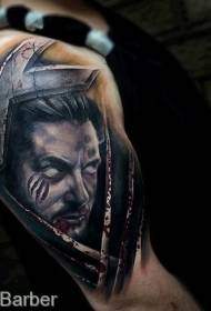 Tajanstveni ilustracijski stil demona portret križ tetovaža uzorak