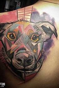 Shoulder color dog tattoo pattern