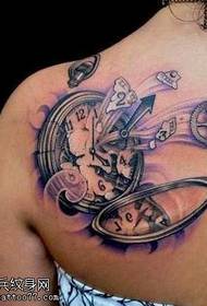 Patró de tatuatge de rellotge de butxaca amb espatlles trencades