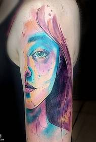 Shoulder painted half face tattoo pattern