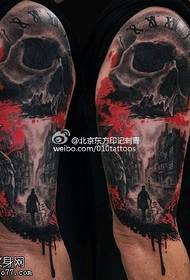 Twisted landscape tattoo pattern on the shoulder