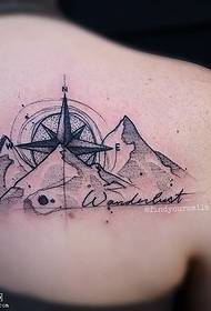 Shoulder compass hill tattoo pattern