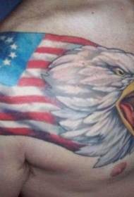 Ramenní orel s americkou vlajkou tetování vzorem