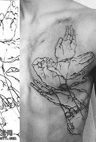 Shoulder sting hand tattoo pattern
