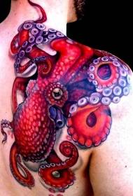 Very cool big octopus tattoo on men's shoulders