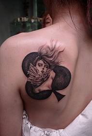 Női hátsó váll gyönyörű esztétikai tetoválás minta