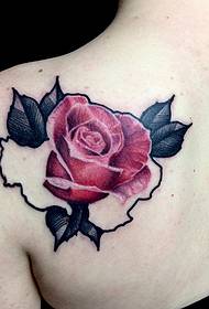 Shoulder rose tattoo pattern
