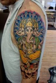 Arm illustration style elephant color tattoo pattern