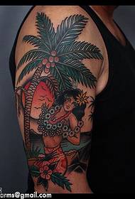 Shoulder palm tree tattoo pattern