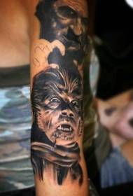 Creepy realistic wicked werewolf tattoo pattern