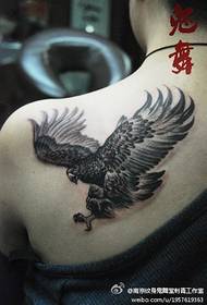 Man left back shoulder eagle tattoo pattern