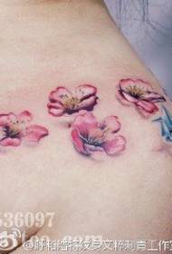 Shoulder, cherry blossom, paper crane tattoo pattern