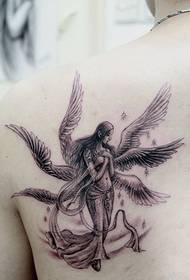 Čistý posvätný tetovací vzor pre anjela cez rameno Daquan