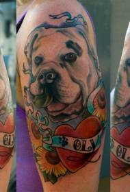 แขนสุนัขสีใหญ่รูปหัวใจและลายตัวอักษรภาษาอังกฤษ