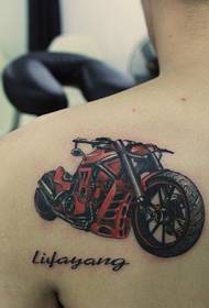 Domineering motorcycle shoulder tattoo pattern