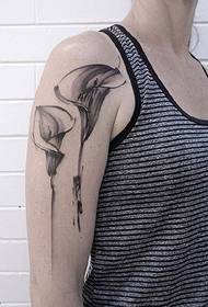Shoulder inked calla tattoo pattern