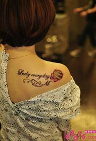 Cute lollipop with English shoulder tattoo picture