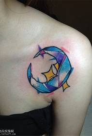 Shoulder color moon tattoo pattern